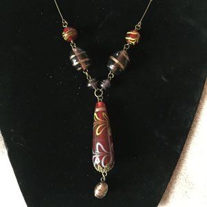 Vintage Czech Lampwork Bead Necklace